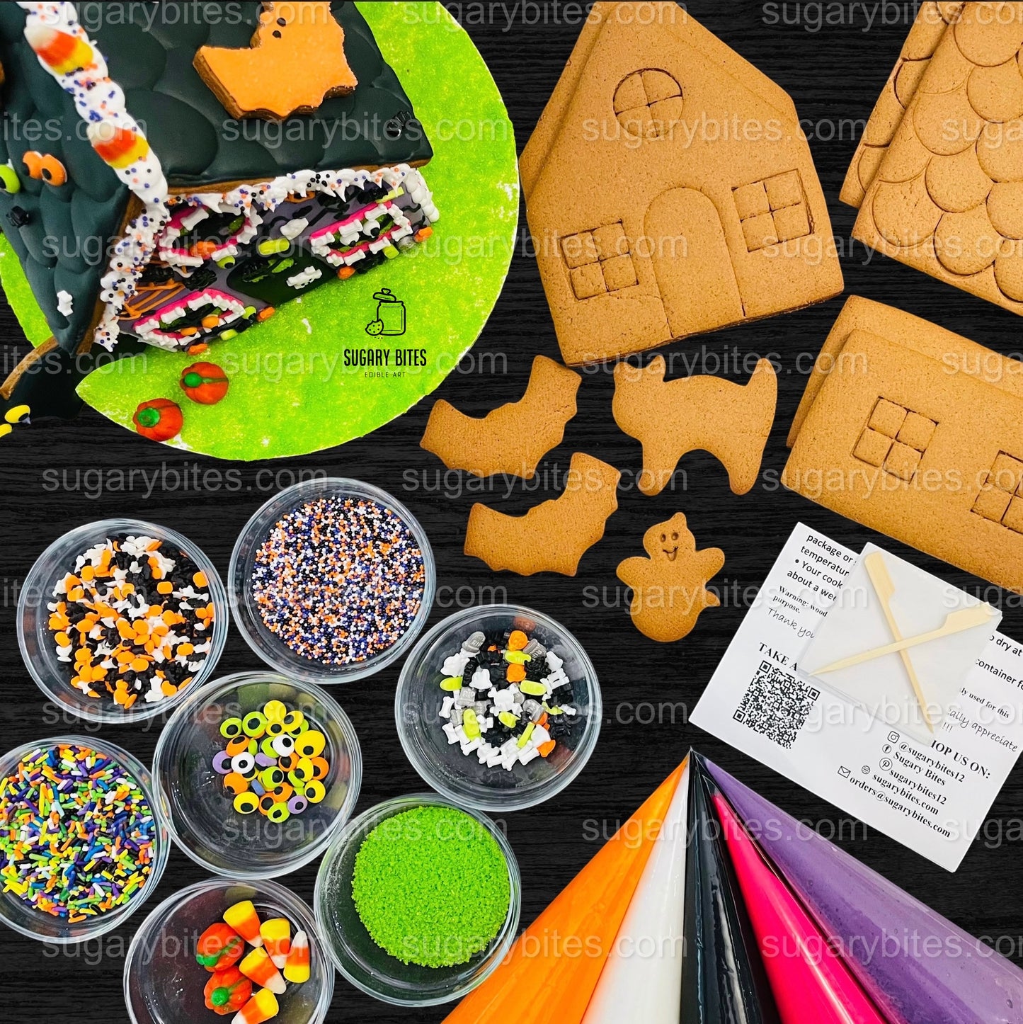 Halloween Haunted House Cookie Kit, (Large Cookies), ***INCLUDES 42 ITEMS***With 5 Icing Bags & 21 different Deluxe Sprinkles and more…