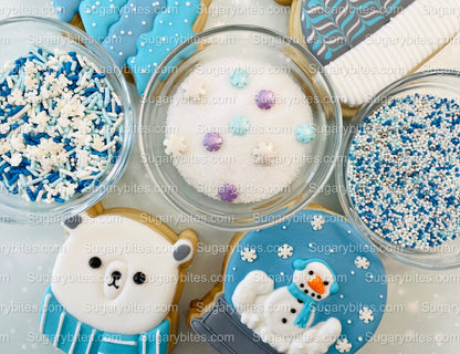 Winter Cookie Decorating Kit, Winter DIY Cookie Kit, (Large Cookies) ***INCLUDES 24 ITEMS*** With 4 Icing Bags & 3 Deluxe Sprinkle!!