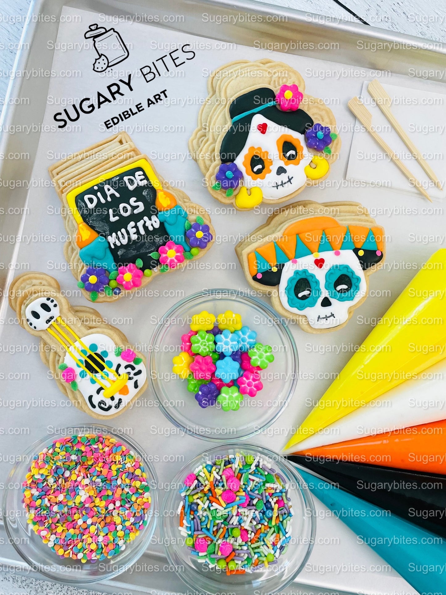 Halloween Cookie Decorating Kit, DIY Cookie Kit, (Large Cookies) ***INCLUDES 24 ITEMS*** With 4 Icing Bags & 3 Deluxe Sprinkle!