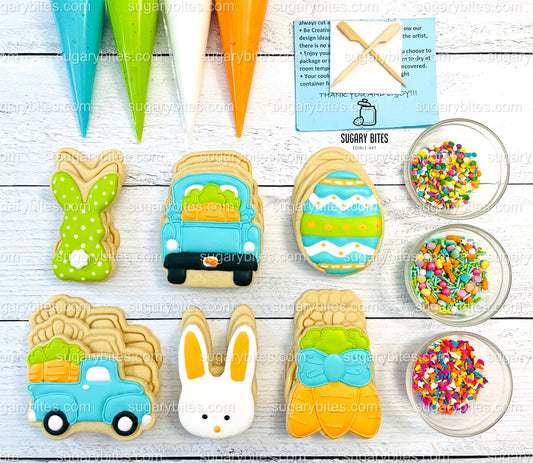 Easter Cookie Decorating Kit, DIY Easter Sugar Cookie Decorating Kit, **INCLUDES 24 ITEMS**, (Extra Large Cookies)