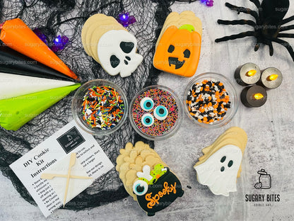 Halloween Cookie Decorating Kit, DIY Cookie Kit, (Large Cookies) ***INCLUDES 24 ITEMS*** With 4 Icing Bags & 3 Deluxe Sprinkle!!