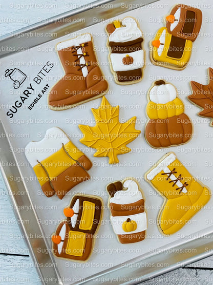 Fall Cookie Decorating Kit, Fall DIY Cookie Kit, (Large Cookies) ***INCLUDES 24 ITEMS*** With 4 Icing Bags & 3 Deluxe Sprinkle!!