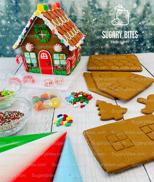 Gingerbread House Cookie Decorating Kit, DIY Cookie Kit, (Large Cookies), ***INCLUDES 24 ITEMS***With 4 Icing Bags & 6 Deluxe Sprinkles