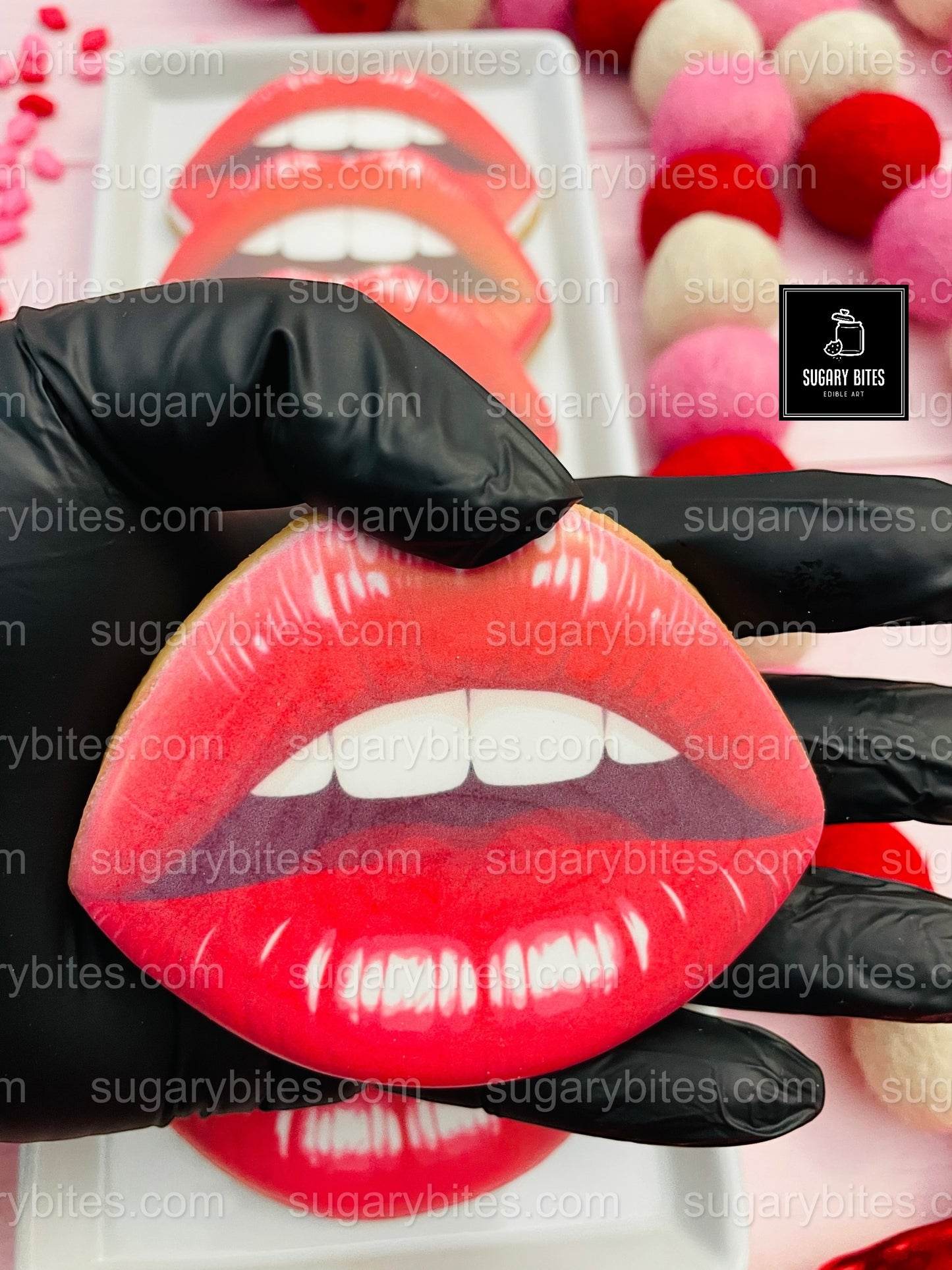 Valentines Cookies, Valentine’s Day Lips Cookies – 12 Large Hand-Decorated Sugar Cookies — Sugar Vanilla or GLUTEN-FREE Vanilla