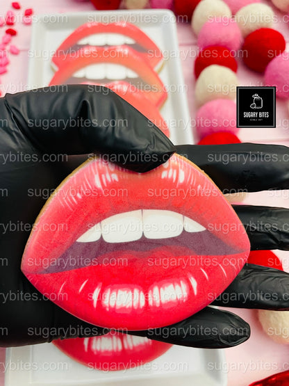 Valentines Cookies, Valentine’s Day Lips Cookies – 12 Large Hand-Decorated Sugar Cookies — Sugar Vanilla or GLUTEN-FREE Vanilla