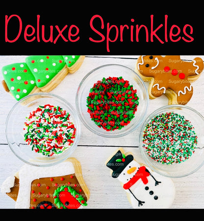 Christmas Cookie Decorating Kit, Christmas DIY Cookie Kit, (Large Cookies), ***INCLUDES 25 ITEMS*** With 3 Deluxe Sprinkles and 5 Icing Bags.