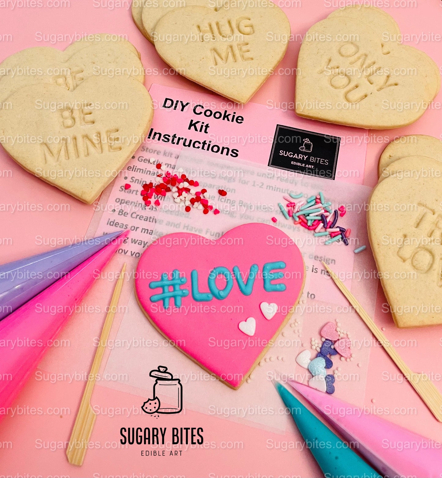 Valentine’s Day Cookie Decorating Kit, Heart DIY Cookie Kit, **INCLUDES 24 ITEMS** (Large Cookies), Deluxe Sprinkles Included!!!