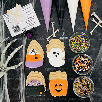 Halloween Cookie Decorating Kit, DIY Cookie Kit, (Large Cookies) ***INCLUDES 24 ITEMS*** With 4 Icing Bags & 3 Deluxe Sprinkles!!!