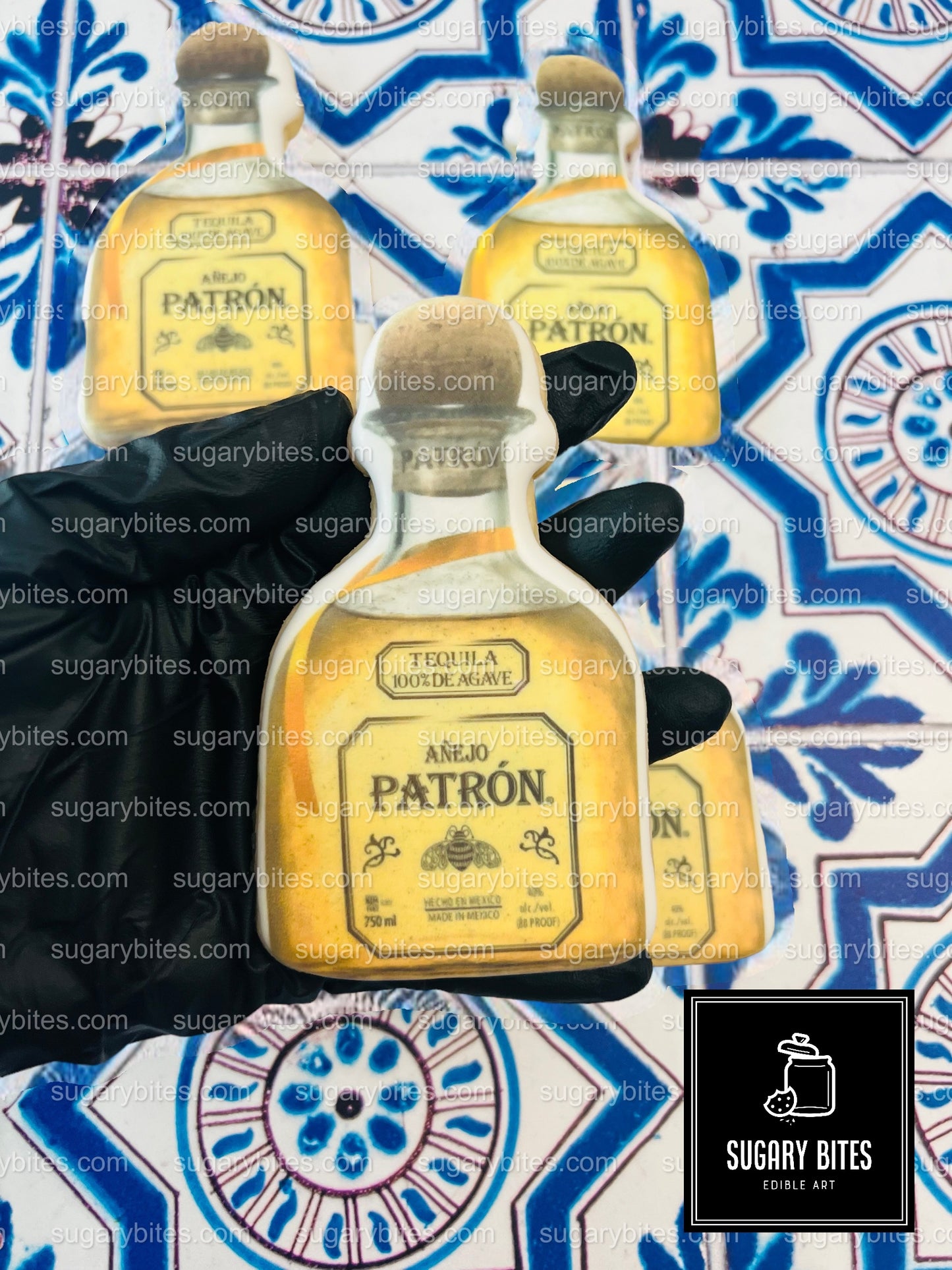 Fiesta Cookie Set (12 Iced and Printed Cookies), Margarita Cookies, Tequila Shot Cookies, Lime Cookies, and Tequila Bottle Cookies.