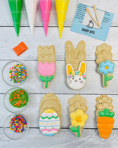 Easter Cookie Decorating Kit, DIY Spring Sugar Cookie Decorating Kit, **INCLUDES 23 ITEMS**, (Large Cookies)… with Free Bonus!!!