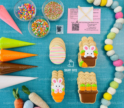 Easter Cookie Decorating Kit, DIY Spring Sugar Cookie Decorating Kit, **INCLUDES 26 ITEMS**,(Large Cookies)…with 5 Icing Bags & Free Bonus!!!