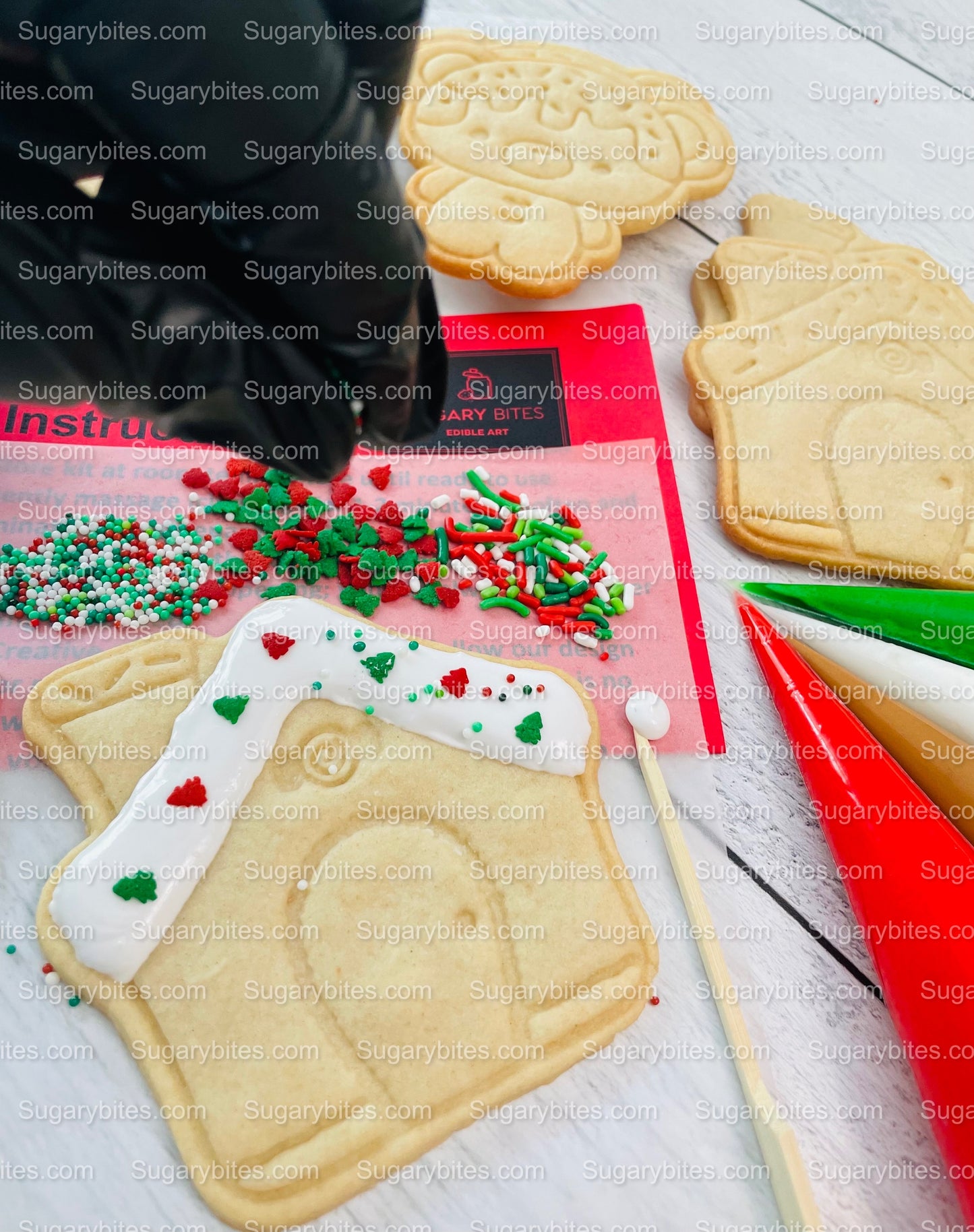 Christmas Cookie Decorating Kit, Christmas DIY Cookie Kit, (Large Cookies), ***INCLUDES 24 ITEMS*** W/ 3 Deluxe Sprinkles and 4 Icing Bags.