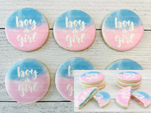 Load image into Gallery viewer, Gender Reveal Cookies, Baby Shower Cookies, (Includes 12 Large Cookies), baby shower favors, Baby Gender Reveal Cookies!
