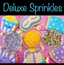 Load image into Gallery viewer, Pajama Party Cookie Decorating Kit, DIY Slumber Sugar Cookie Kit, **INCLUDES 24 ITEMS**, (Jumbo Large Cookies)… with Deluxe Sprinkles!!!
