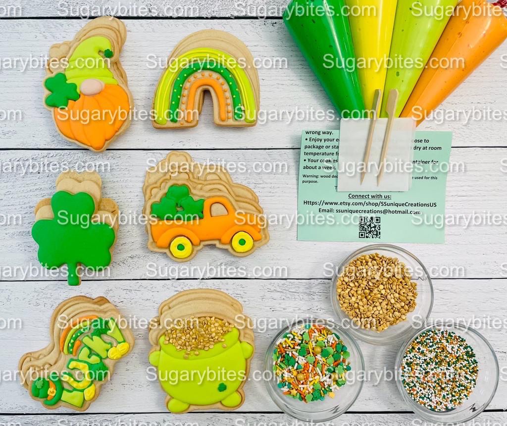 St Patrick’s Day Cookie Decorating Kit, St. Patrick’s Day DIY Cookie Kit, **INCLUDES 24 ITEMS** (Large Cookies), Included Deluxe Sprinkles