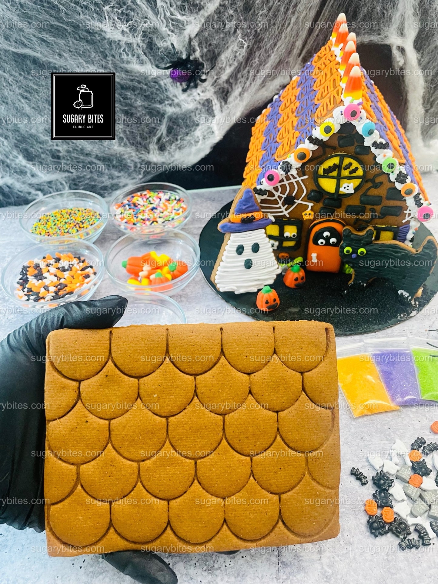 Halloween Haunted House Cookie Decorating Kit, (Large Cookies), ***INCLUDES 35 ITEMS***With 5 Icing Bags & 16 different Deluxe Sprinkles