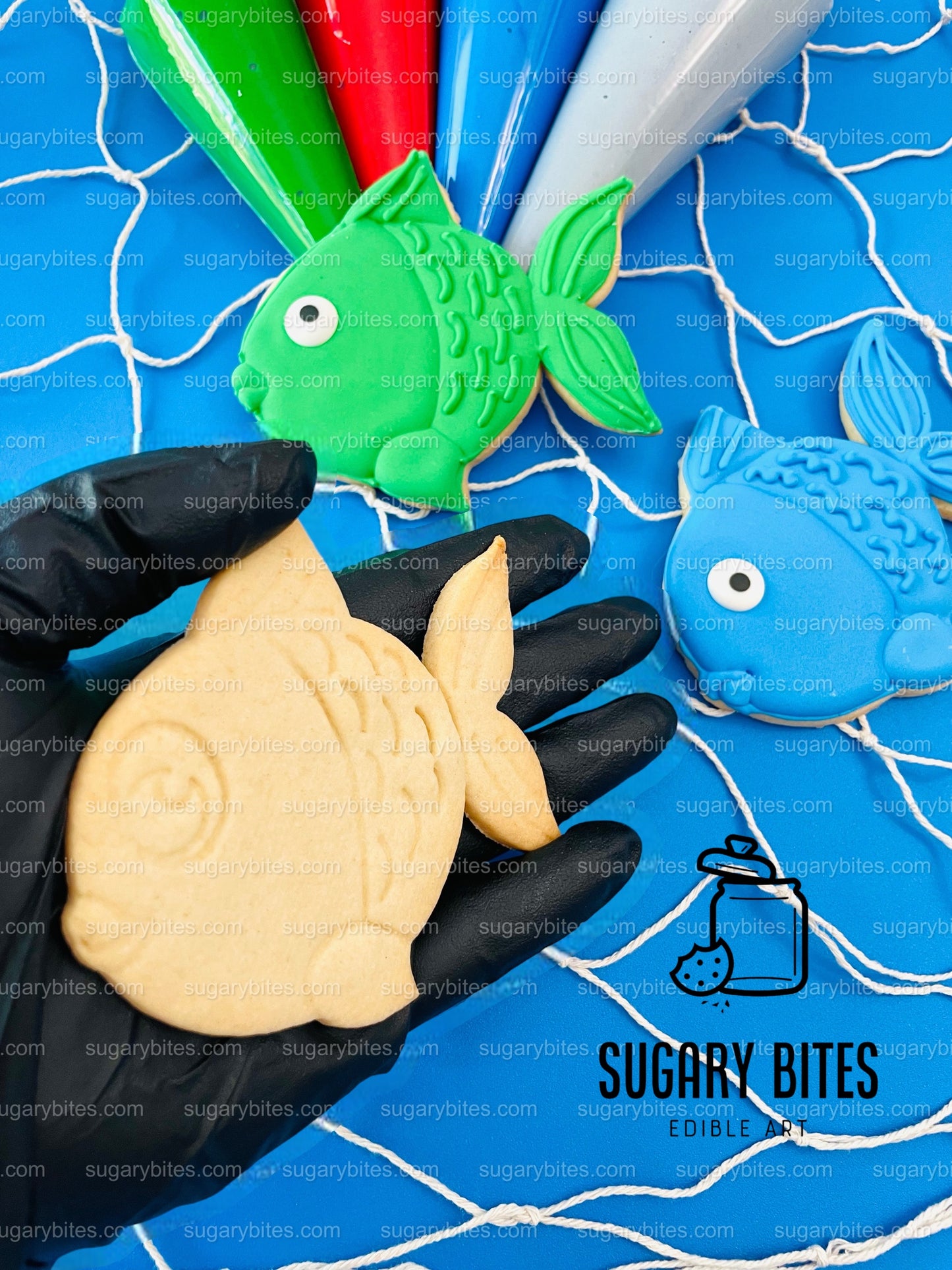 Fishing Cookie Decorating Kit, DIY Fishing Sugar Cookie Kit, **INCLUDES 25 ITEMS**, (Large Cookies)… with Deluxe Sprinkles…Plus Bonus!!!