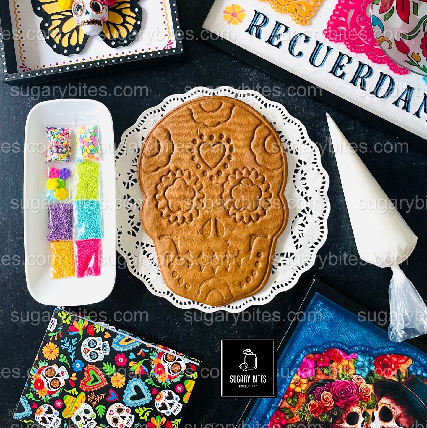 Sugar Skull Cookies, ****11 INCHES Giant Sugar Skull Cookies**** Day of the Dead Skull Cookies!!!