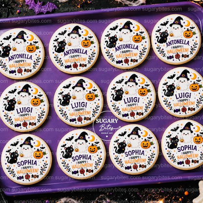 Halloween Cookies, Personalized Halloween Cookies – Custom Name Party Favors | 12 Individually Wrapped 3” Cookies
