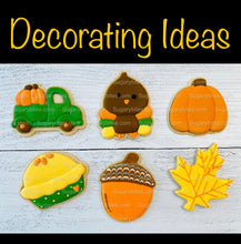 Load image into Gallery viewer, Fall Cookie Decorating Kit, ***INCLUDES 24 ITEMS*** (Large Cookies),Zoom Party Favors, W/ 4 Icing Bags and 3 Deluxe Sprinkles!
