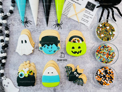 Halloween Cookie Decorating Kit, DIY Cookie Kit, (Large Cookies) ***INCLUDES 24 ITEMS*** With 4 Icing Bags & 3 Deluxe Sprinkle!!