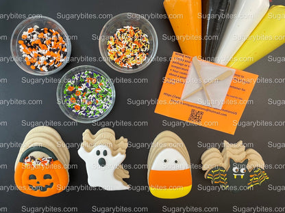 Halloween Cookie Decorating Kit, DIY Cookie Kit, (Large Cookies) ***INCLUDES 24 ITEMS*** With 4 Icing Bags & 3 Deluxe Sprinkle!