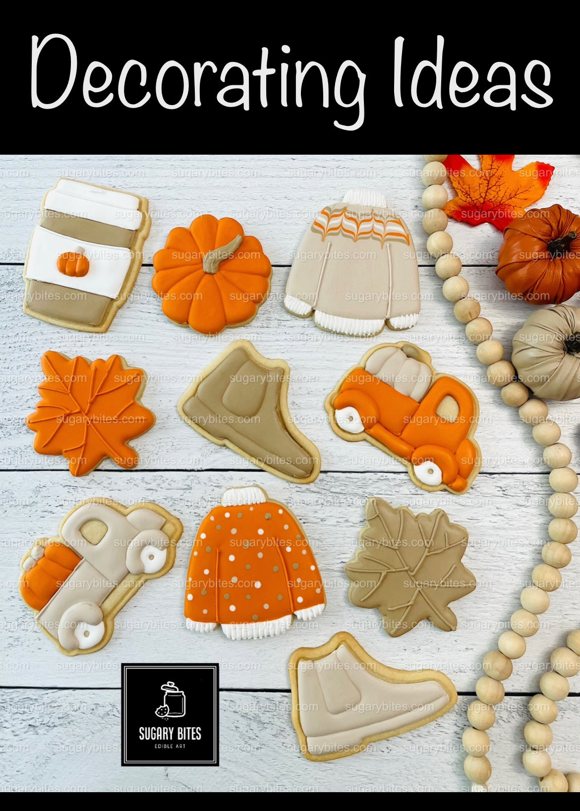 Fall Cookie Decorating Kit, ***INCLUDES 24 ITEMS*** Zoom Party Favors, Assorted Shaped Cookie Kit, (Large Cookies)