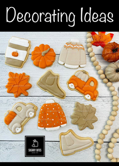 Fall Cookie Decorating Kit, ***INCLUDES 24 ITEMS*** Zoom Party Favors, Assorted Shaped Cookie Kit, (Large Cookies)