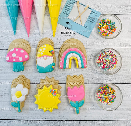 Summer Day Cookie Decorating Kit, DIY Spring Sugar Cookie Decorating Kit, **INCLUDES 24 ITEMS** , (Large Cookies) … With 4 Icing Bags!!