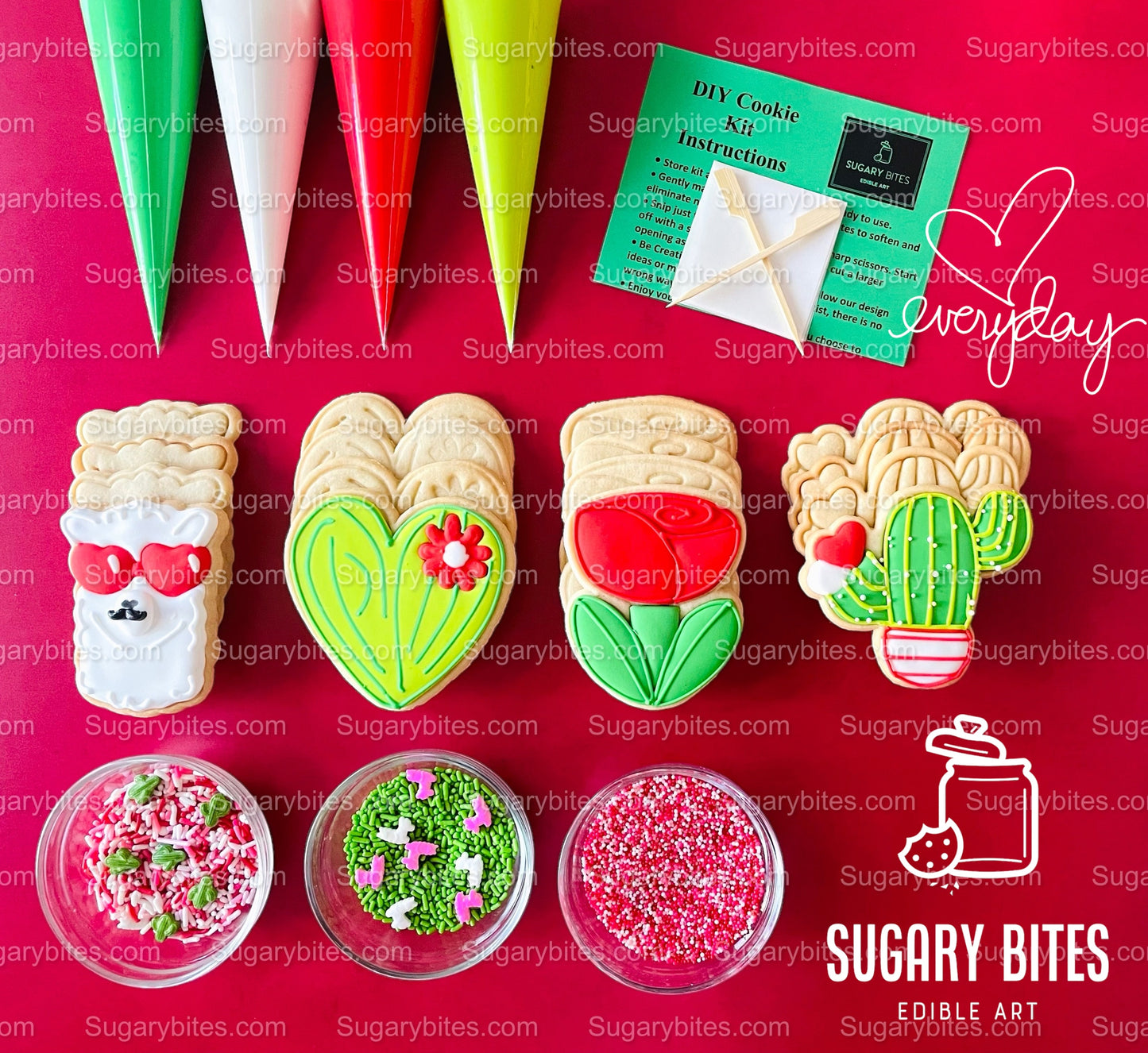 Valentine’s Day Cookie Decorating Kit, Heart DIY Cookie Kit, **INCLUDES 24 ITEMS** (Large Cookies), Deluxe Sprinkles Included!!!