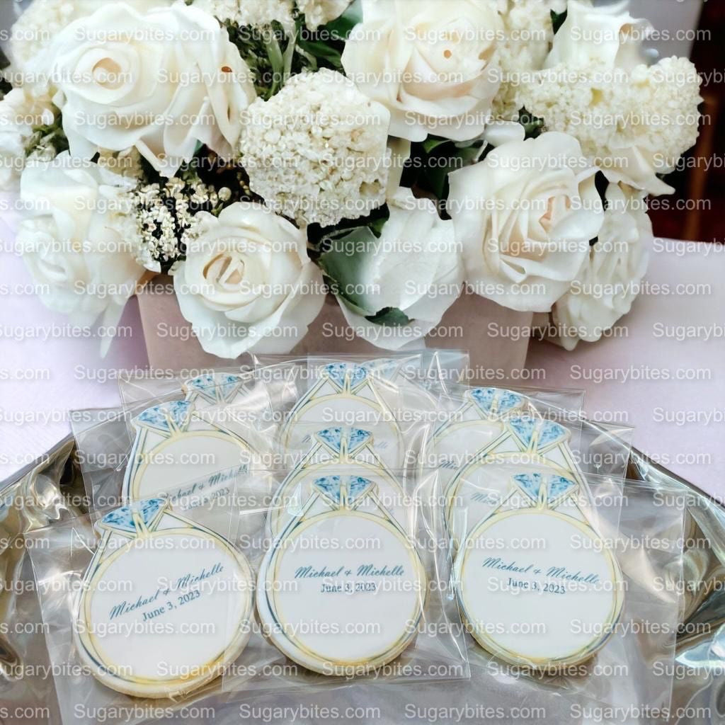 Wedding Ring Cookies,  Bridal Shower Cookies, **SET of 12 Cookies** Engagement Cookies, Bridal Party Gift, Bridal Flavors, Gourmet Fresh Cookies