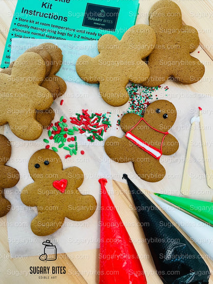 Gingerbread Cookie Decorating Kit, Christmas DIY Cookie Kit, (Large Cookies), ***INCLUDES 24 ITEMS***With 4 Icing Bags & 3 Deluxe Sprinkles!