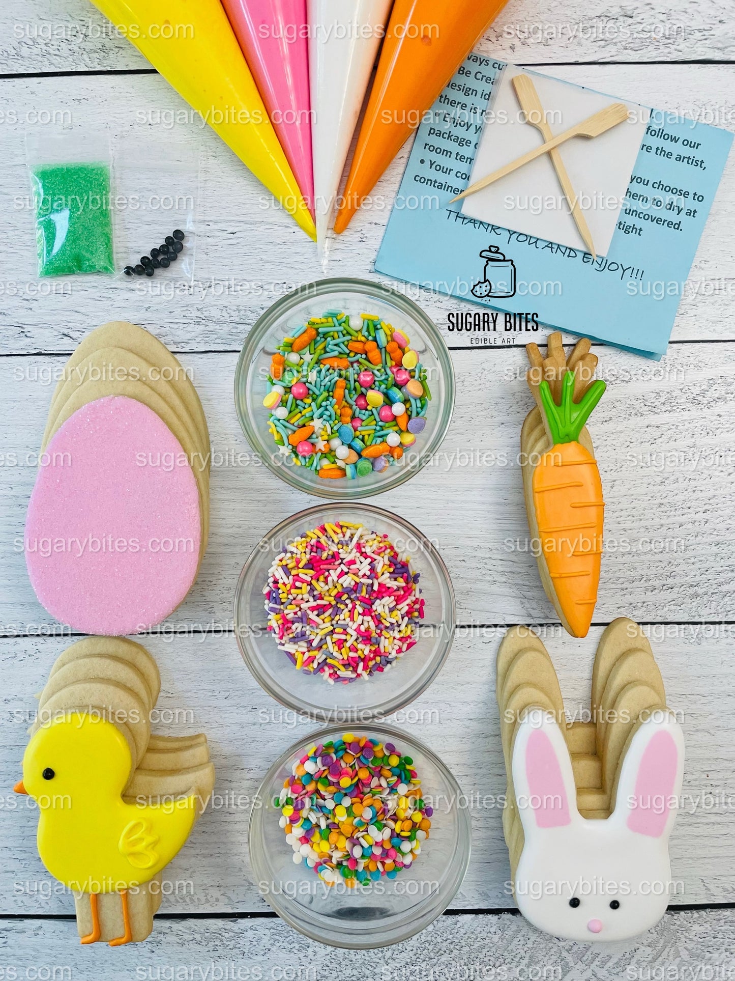 Easter Cookie Decorating Kit, Easter Spring DIY Sugar Cookie Kit, **INCLUDES 28 ITEMS**, (Large Cookies)… with Free Bonus!!!