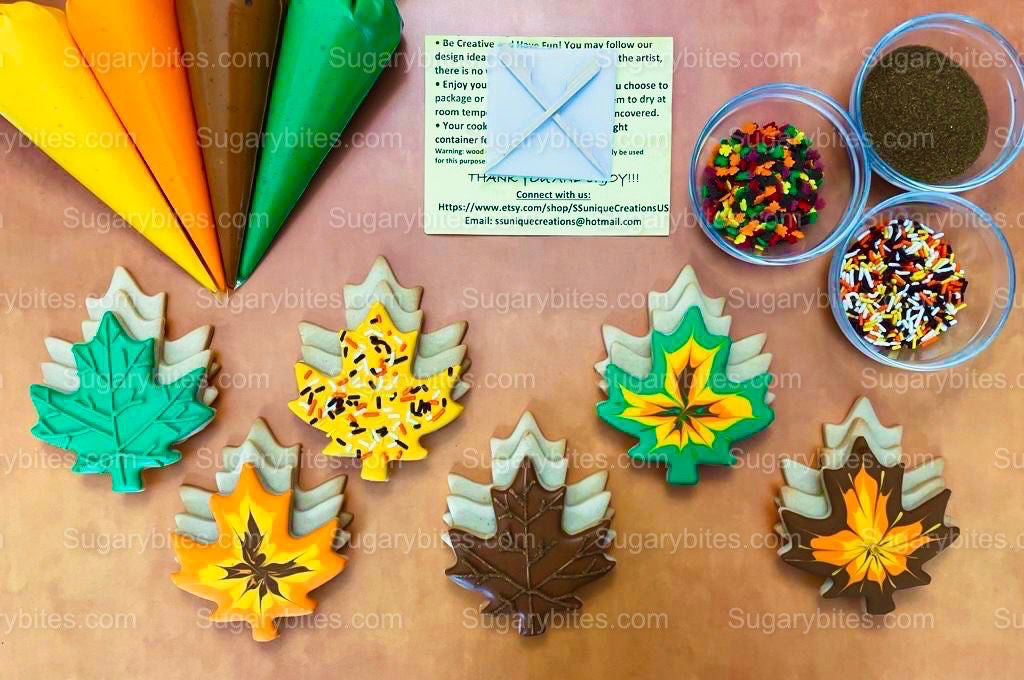 Fall Cookie Decorating Kit, Fall DIY Cookie Kit, ***INCLUDES 24 ITEMS*** (Large Cookies) … With 4 Icing Bags and Deluxe Sprinkles!