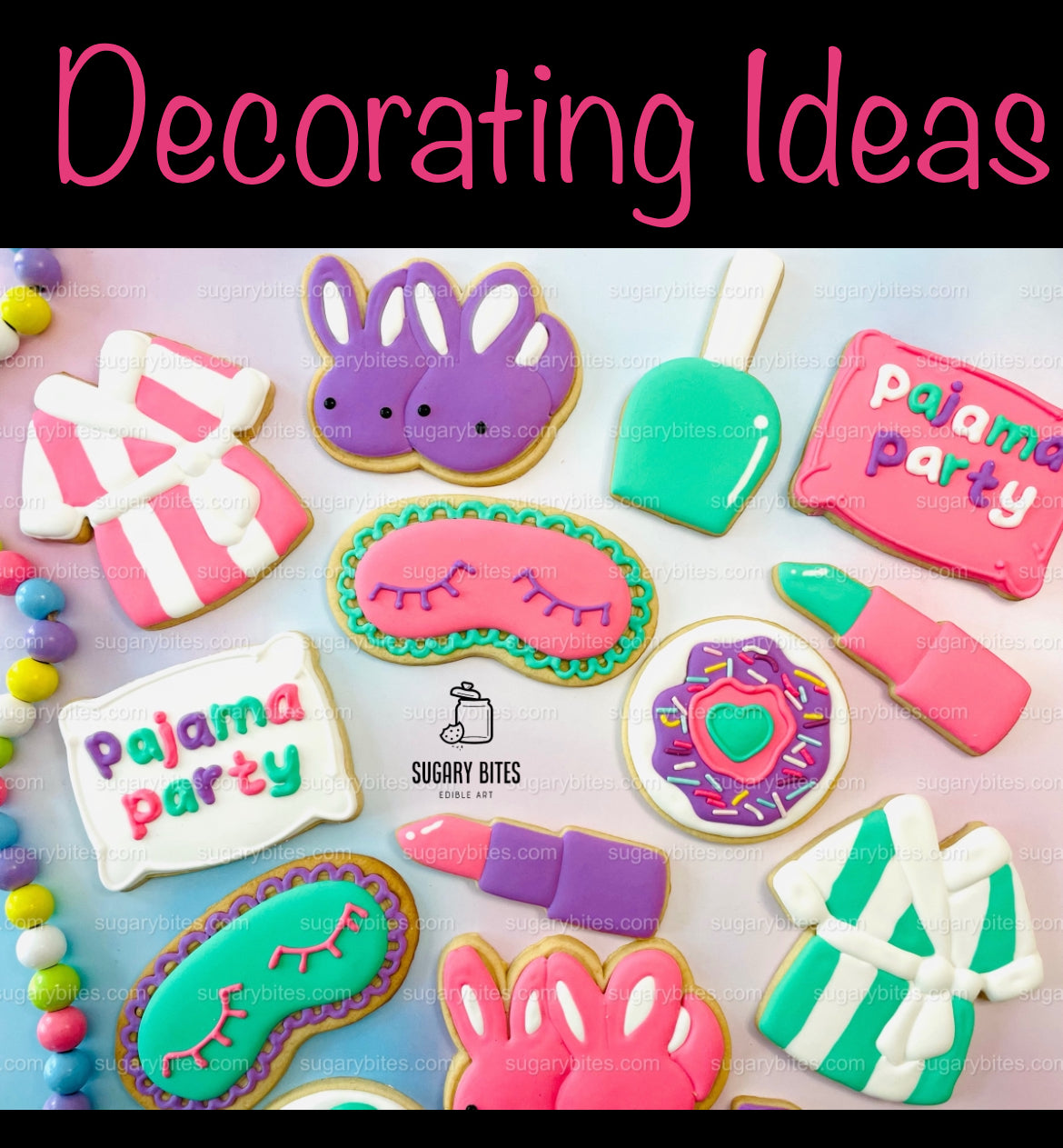 Pajama Party Cookie Decorating Kit, DIY Sleepover Sugar Cookie Kit, **INCLUDES 26 ITEMS**, (Large Cookies)… with Deluxe Sprinkles!!!