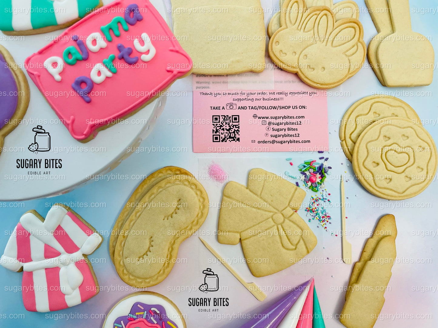 Pajama Party Cookie Decorating Kit, DIY Sleepover Sugar Cookie Kit, **INCLUDES 26 ITEMS**, (Large Cookies)… with Deluxe Sprinkles!!!