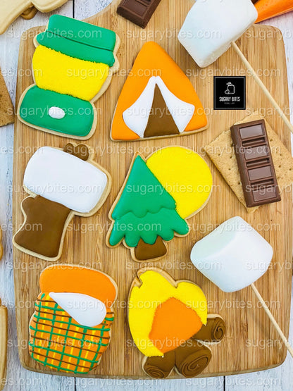 Camping Adventure Cookie Decorating Kit | DIY Cookie Set | Fun Family Activity | S’mores, Campfire, Tent Cookies | Party Favor Gift Box
