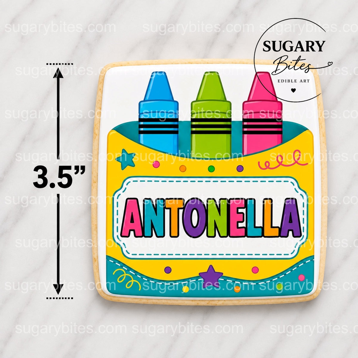 Personalized Crayon Box Cookies – Custom Name Back to School Cookies | Set of 12