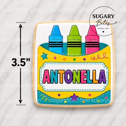 Personalized Crayon Box Cookies – Custom Name Back to School Cookies | Set of 12