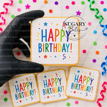 Happy Birthday Cookies – Set of 12 Printed 3” Birthday Cookie Favors, Individually Wrapped