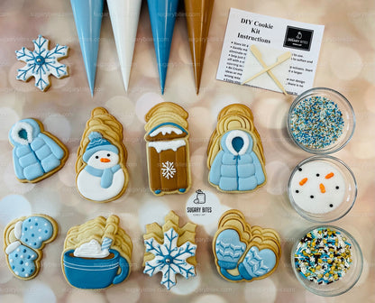 Winter Cookie Decorating Kit, Winter DIY Cookie Kit, (Large Cookies) ***INCLUDES 24 ITEMS*** With 4 Icing Bags & 3 Deluxe Sprinkle!!