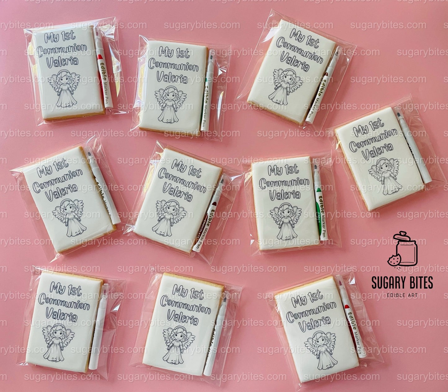 1st Communion Color me Cookies, Set of 12 Coloring Cookies with 12 Edible Markers, ** We can create/personalize any design of your choice **