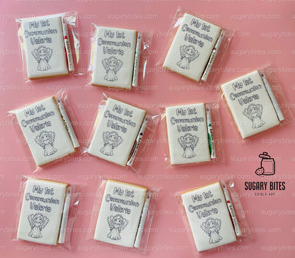 1st Communion Color me Cookies, Set of 12 Coloring Cookies with 12 Edible Markers, ** We can create/personalize any design of your choice **