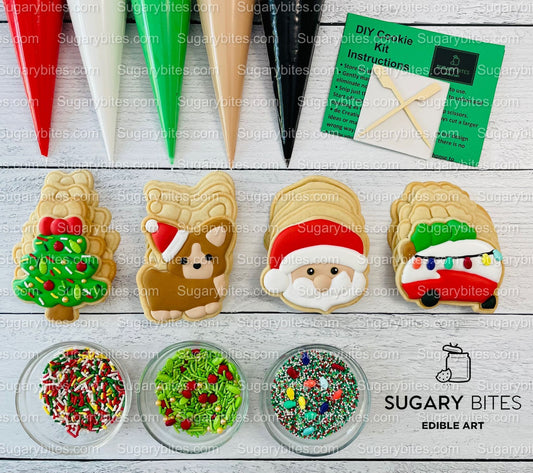 Christmas Cookie Decorating Kit, Christmas DIY Cookie Kit, (Large Cookies), ***INCLUDES 25 ITEMS*** With 5 Icing Bags & 3 Deluxe Sprinkles!!