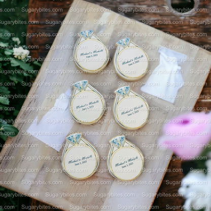 Wedding Ring Cookies,  Bridal Shower Cookies, **SET of 12 Cookies** Engagement Cookies, Bridal Party Gift, Bridal Flavors, Gourmet Fresh Cookies