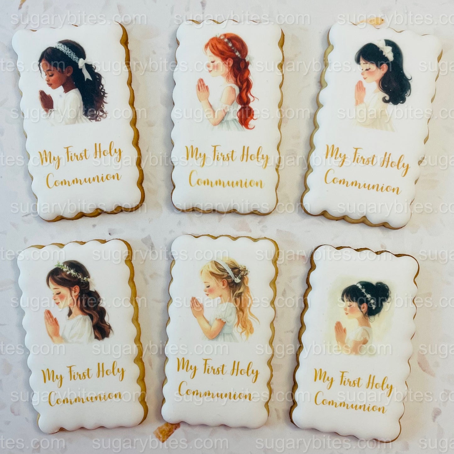 First Holy Communion Decorated Cookies – Handmade Printed Communion Cookies | Personalized Message | Sugar Vanilla or Gluten-Free