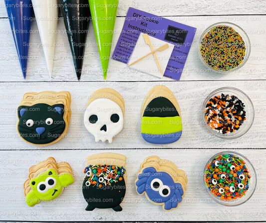 Halloween Cookie Decorating Kit, DIY Cookie Kit, (Large Cookies) ***INCLUDES 24 ITEMS*** With 4 Icing Bags & 3 Deluxe Sprinkle!