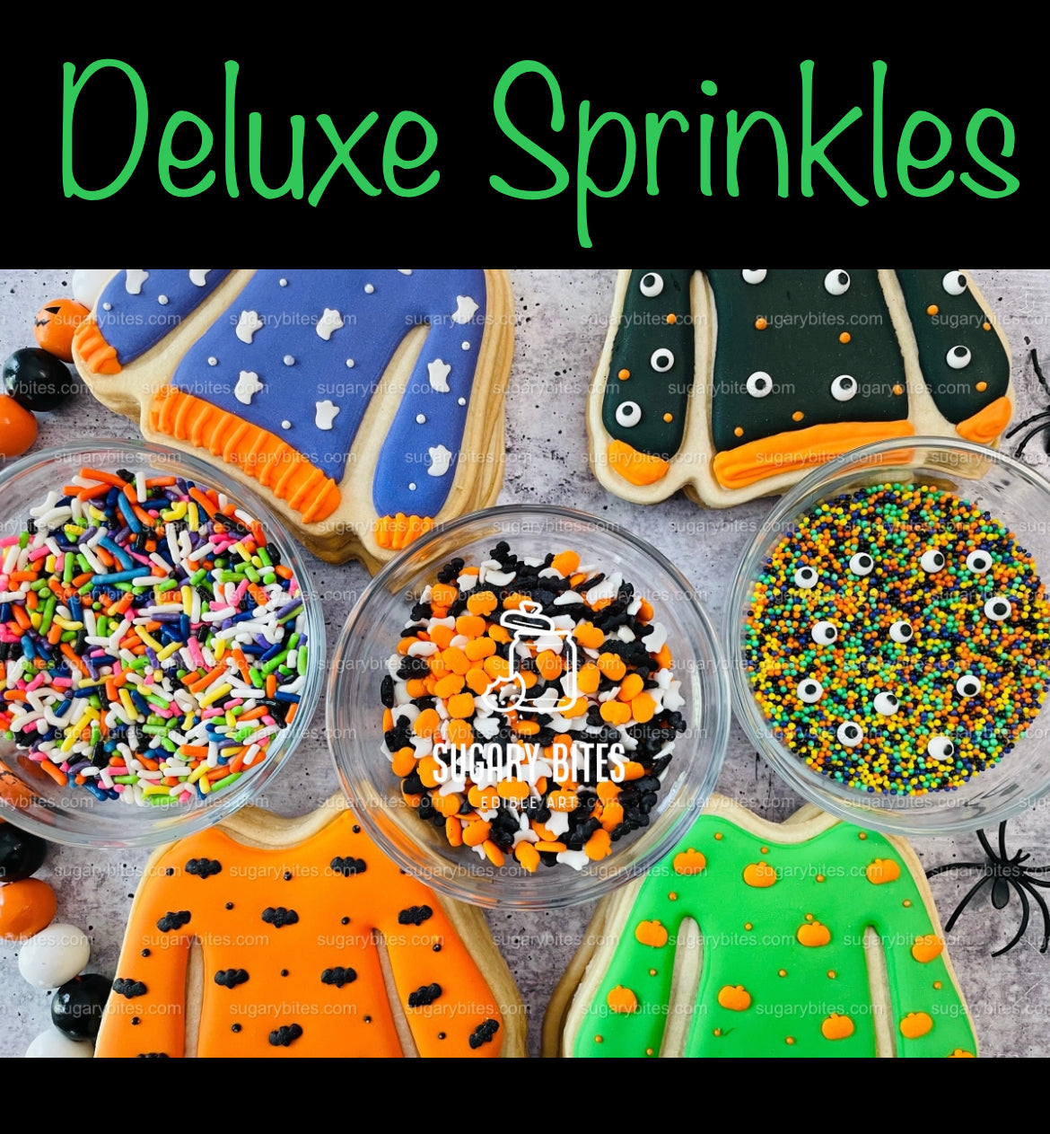 Spooky Sweater Cookie Decorating Kit, Halloween Ugly Sweaters, (Large Cookies)***INCLUDES 24 ITEMS** With 4 Icing Bags & 3 Deluxe Sprinkle!