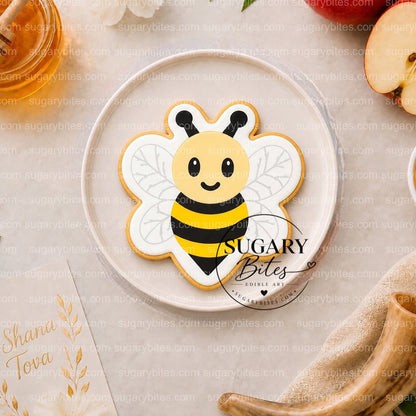 Rosh Hashanah Cookies Rosh Hashanah Printed Cookies – Set of 12 Large 4” Apple, Bee, Beehive & Star of David Cookies