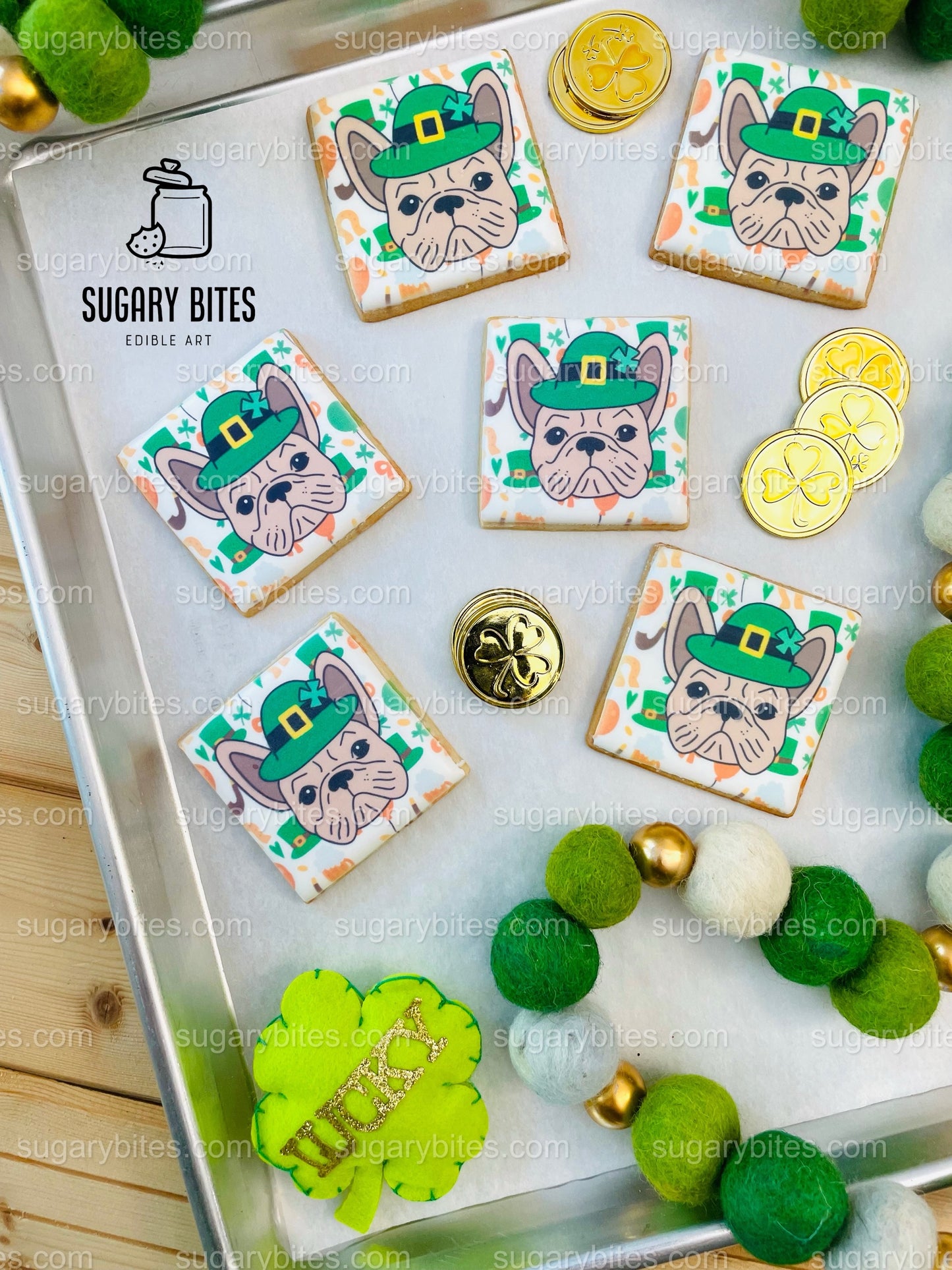 St. Patrick’s Day Cookie Set, Frenchie Birthday Gift,**SET of 12 Cookies**